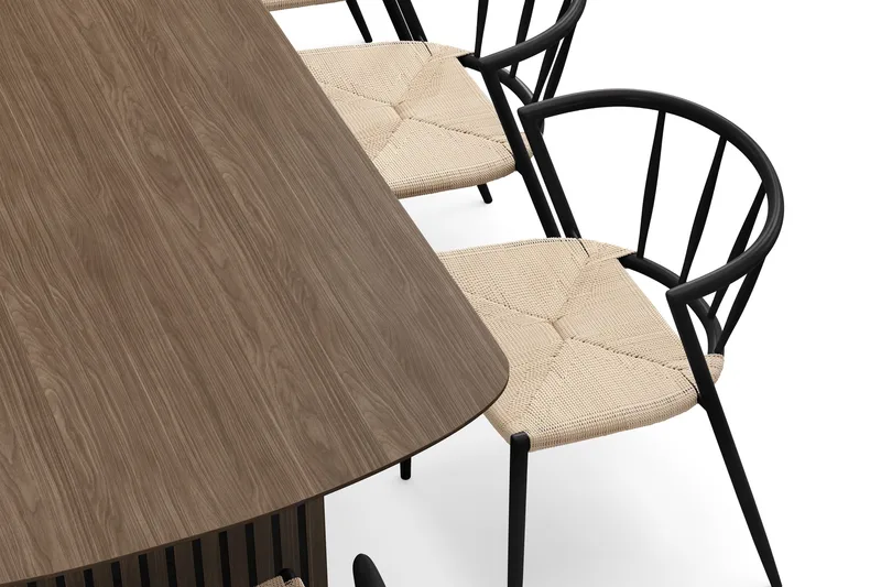 Richeto spisebord 240 cm med 8 Winston spisestoler - Røkt eik / Beige / Metallben svart - Møbler - Bord - Spisegrupper