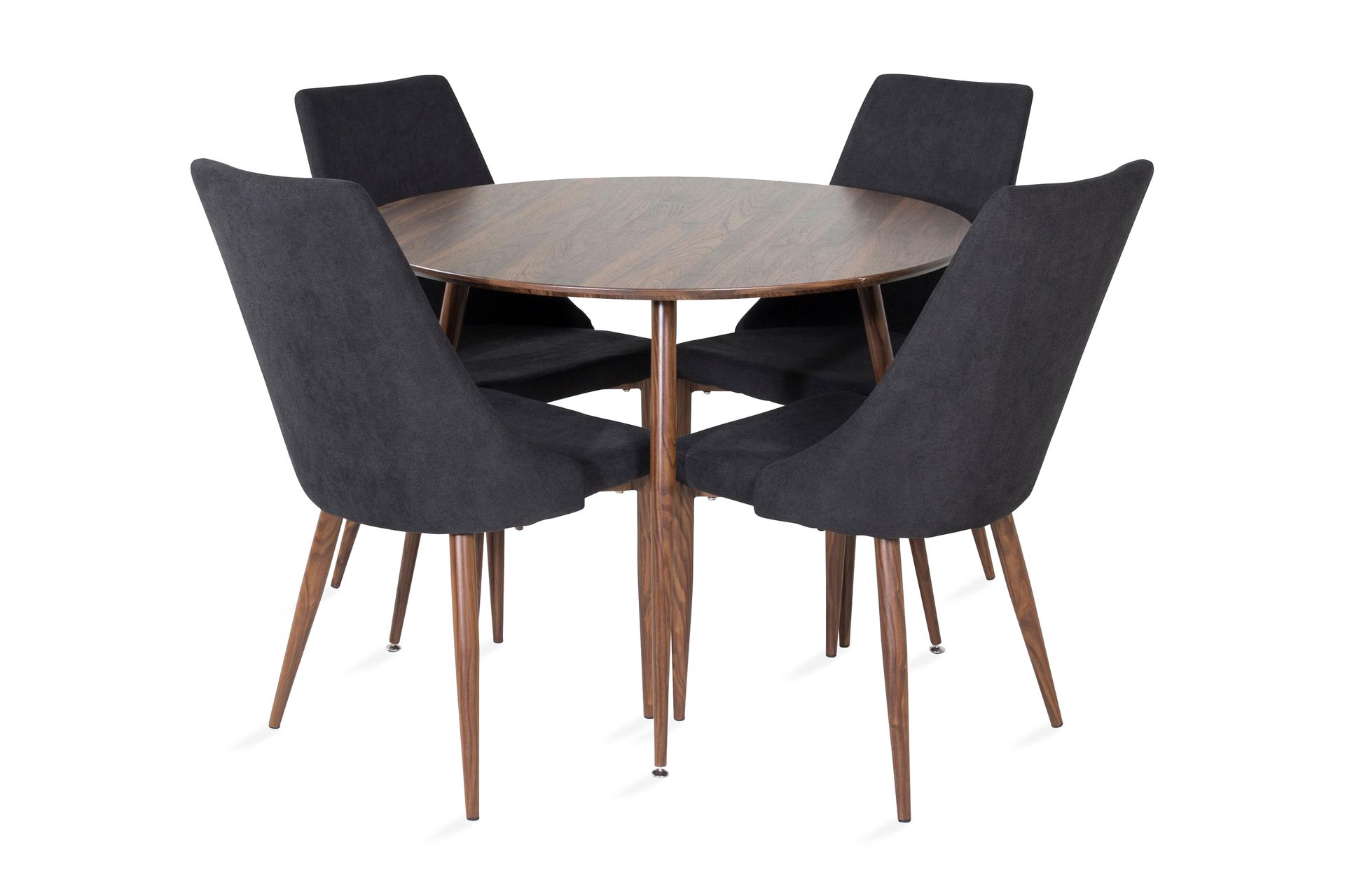 Ridones Spisegruppe 100 cm Rund inkl. 4 Campomar Stoler - Brun/Svart - Møbler - Bord - Spisegrupper