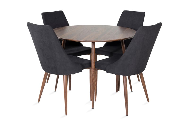 Ridones Spisegruppe 100 cm Rund inkl. 4 Campomar Stoler - Brun/Svart - Møbler - Bord - Spisegrupper