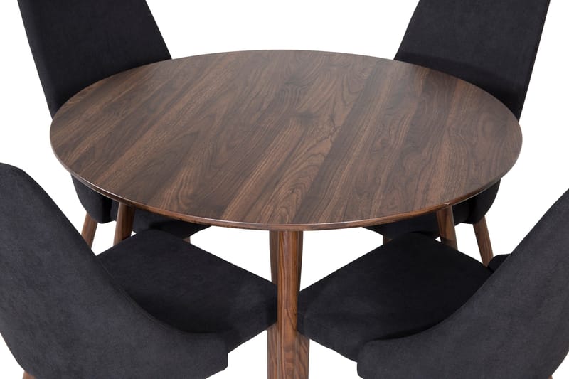 Ridones Spisegruppe 100 cm Rund inkl. 4 Campomar Stoler - Brun/Svart - Møbler - Bord - Spisegrupper