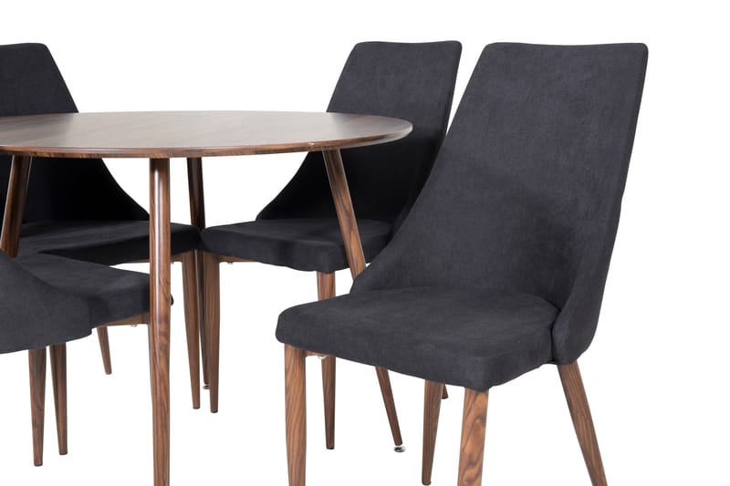 Ridones Spisegruppe 100 cm Rund inkl. 4 Campomar Stoler - Brun/Svart - Møbler - Bord - Spisegrupper