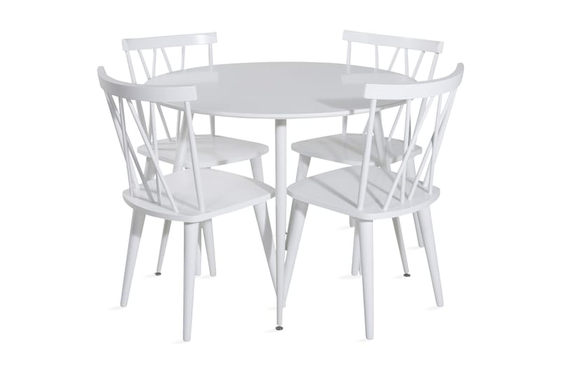 Ridones Spisegruppe 100 cm Rund inkl. 4 Mollan Stoler - Hvit - Møbler - Bord - Spisegrupper
