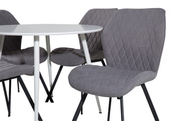 Ridones Spisegruppe 100 cm Rund inkl. 4 Sumoas Stoler - Hvit/Grå/Svart - Møbler - Bord - Spisegrupper