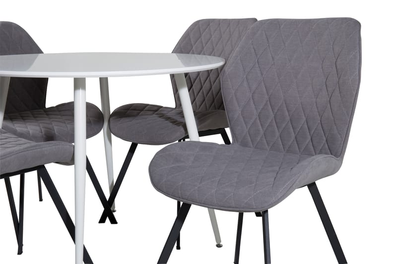 Ridones Spisegruppe 100 cm Rund inkl. 4 Sumoas Stoler - Hvit/Grå/Svart - Møbler - Bord - Spisegrupper