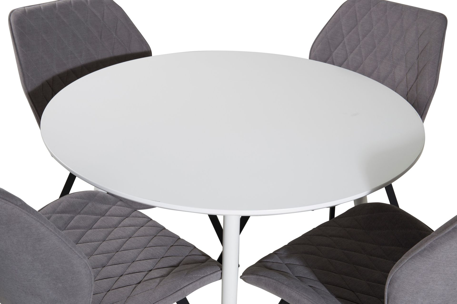 Ridones Spisegruppe 100 cm Rund inkl. 4 Sumoas Stoler - Hvit/Grå/Svart - Møbler - Bord - Spisegrupper