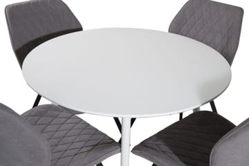 Ridones Spisegruppe 100 cm Rund inkl. 4 Sumoas Stoler - Hvit/Grå/Svart - Møbler - Bord - Spisegrupper