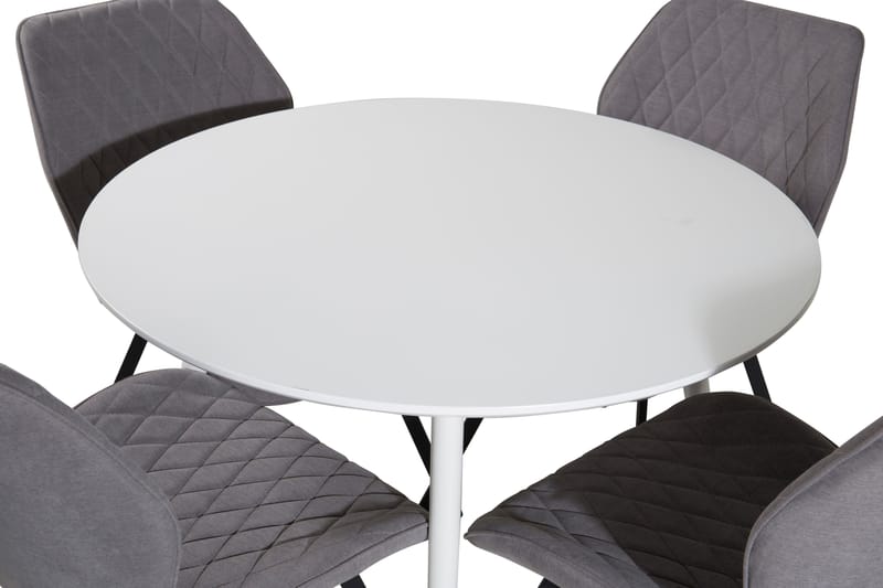 Ridones Spisegruppe 100 cm Rund inkl. 4 Sumoas Stoler - Hvit/Grå/Svart - Møbler - Bord - Spisegrupper