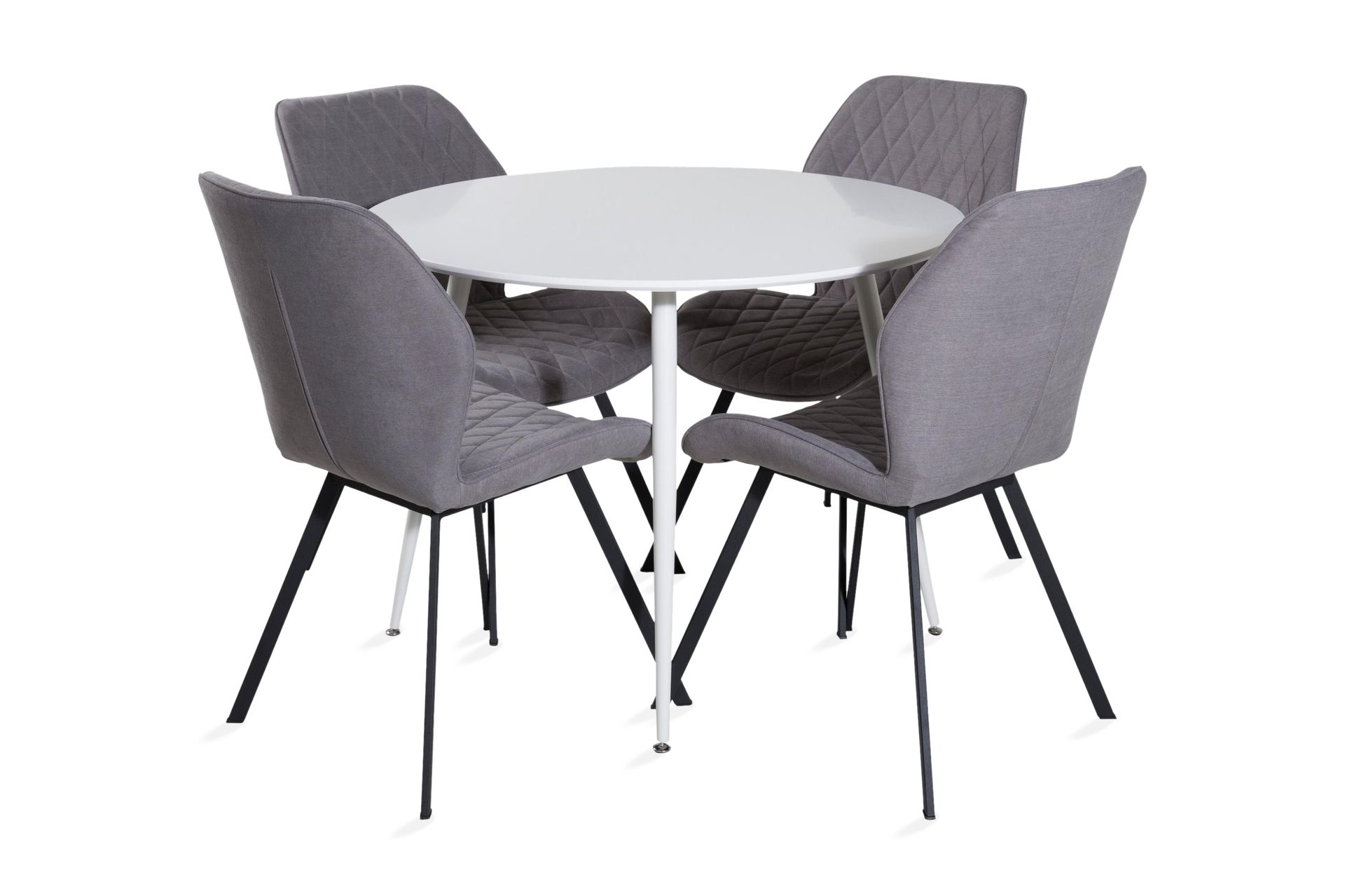 Ridones Spisegruppe 100 cm Rund inkl. 4 Sumoas Stoler - Hvit/Grå/Svart - Møbler - Bord - Spisegrupper