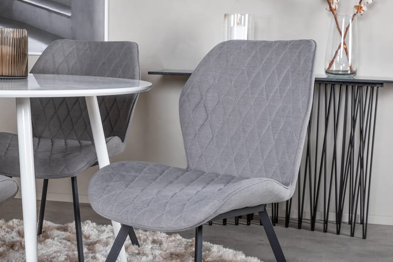 Ridones Spisegruppe 100 cm Rund inkl. 4 Sumoas Stoler - Hvit/Grå/Svart - Møbler - Bord - Spisegrupper