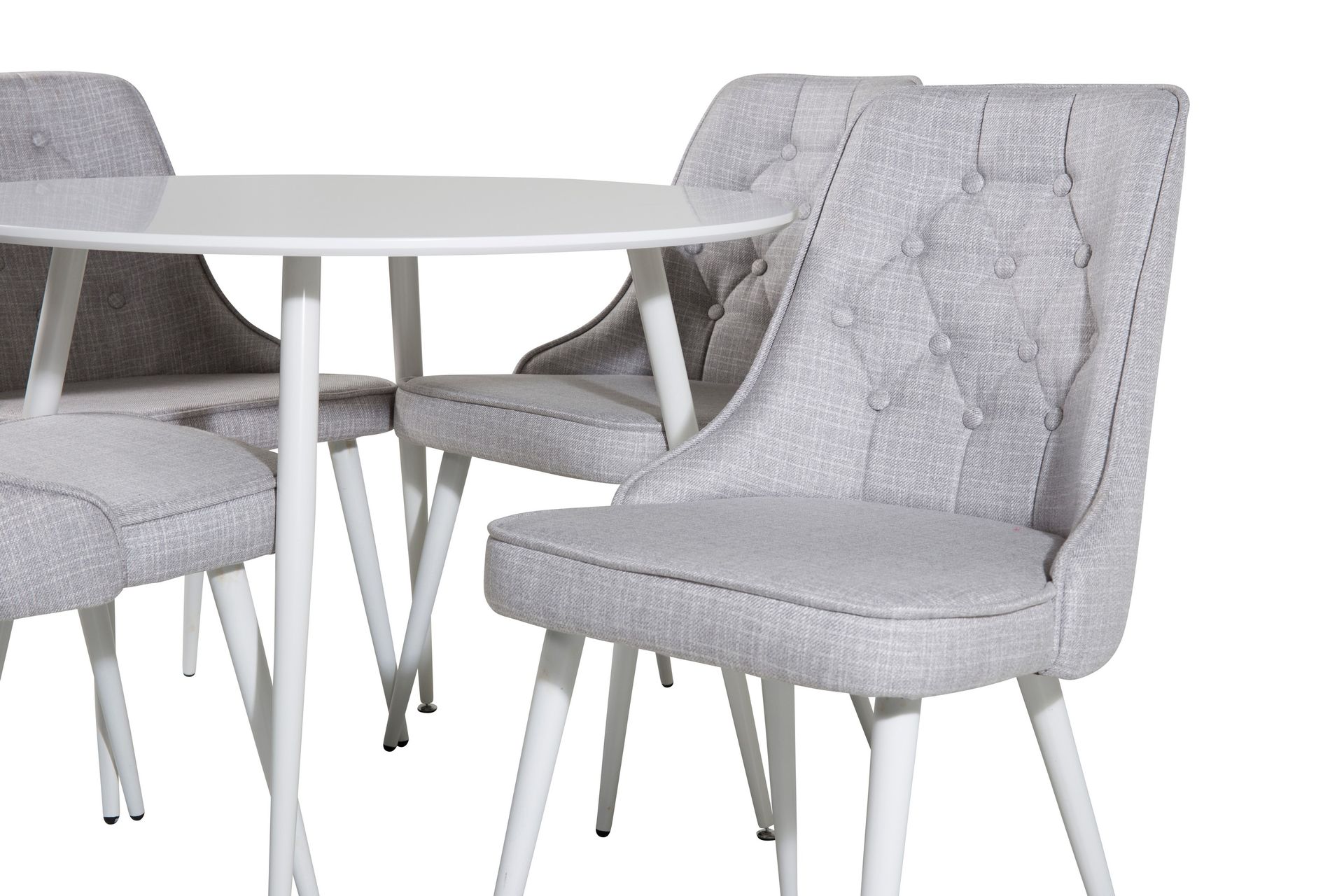 Ridones Spisegruppe 100 cm Rund inkl. 4 Valera Stoler - Hvit/Grå - Møbler - Bord - Spisegrupper