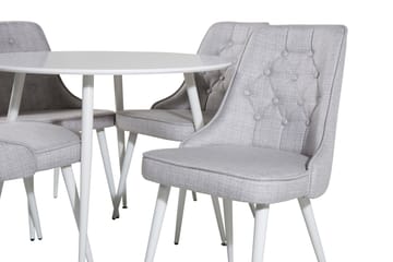 Ridones Spisegruppe 100 cm Rund inkl. 4 Valera Stoler - Hvit/Grå - Møbler - Bord - Spisegrupper