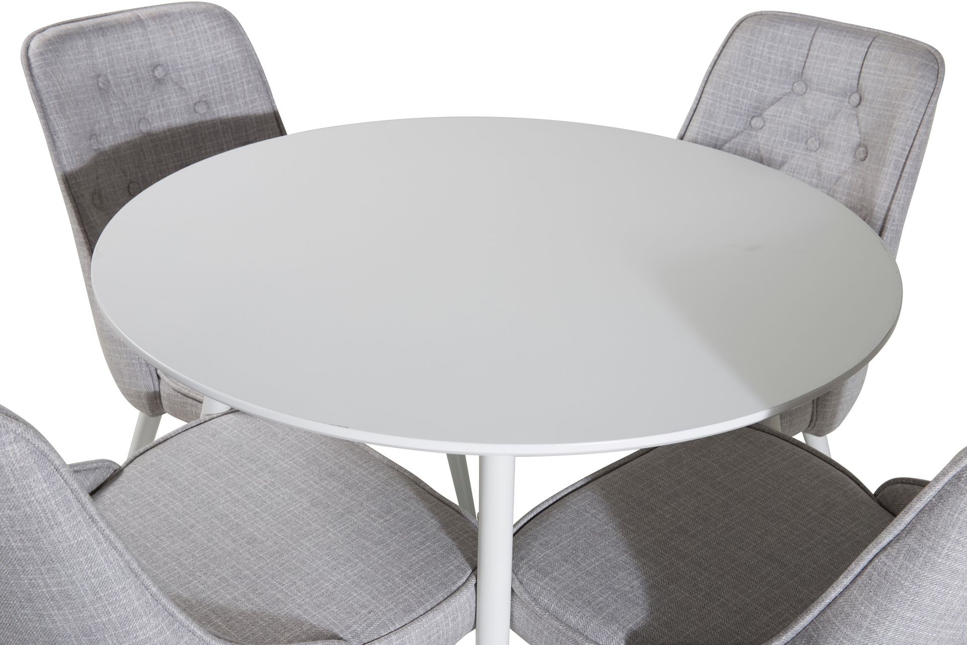 Ridones Spisegruppe 100 cm Rund inkl. 4 Valera Stoler - Hvit/Grå - Møbler - Bord - Spisegrupper