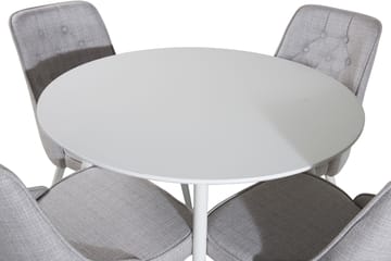 Ridones Spisegruppe 100 cm Rund inkl. 4 Valera Stoler - Hvit/Grå - Møbler - Bord - Spisegrupper