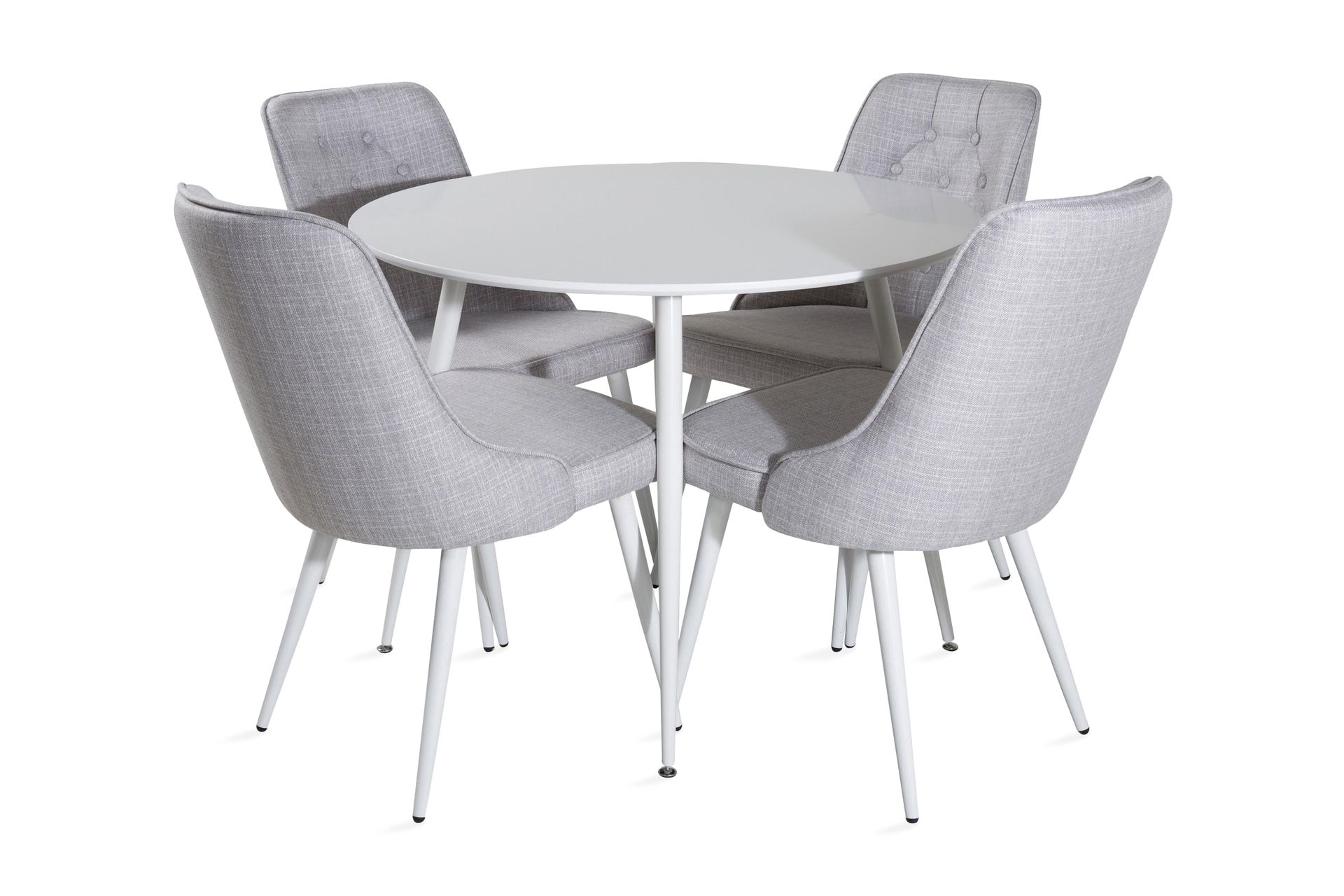 Ridones Spisegruppe 100 cm Rund inkl. 4 Valera Stoler - Hvit/Grå - Møbler - Bord - Spisegrupper