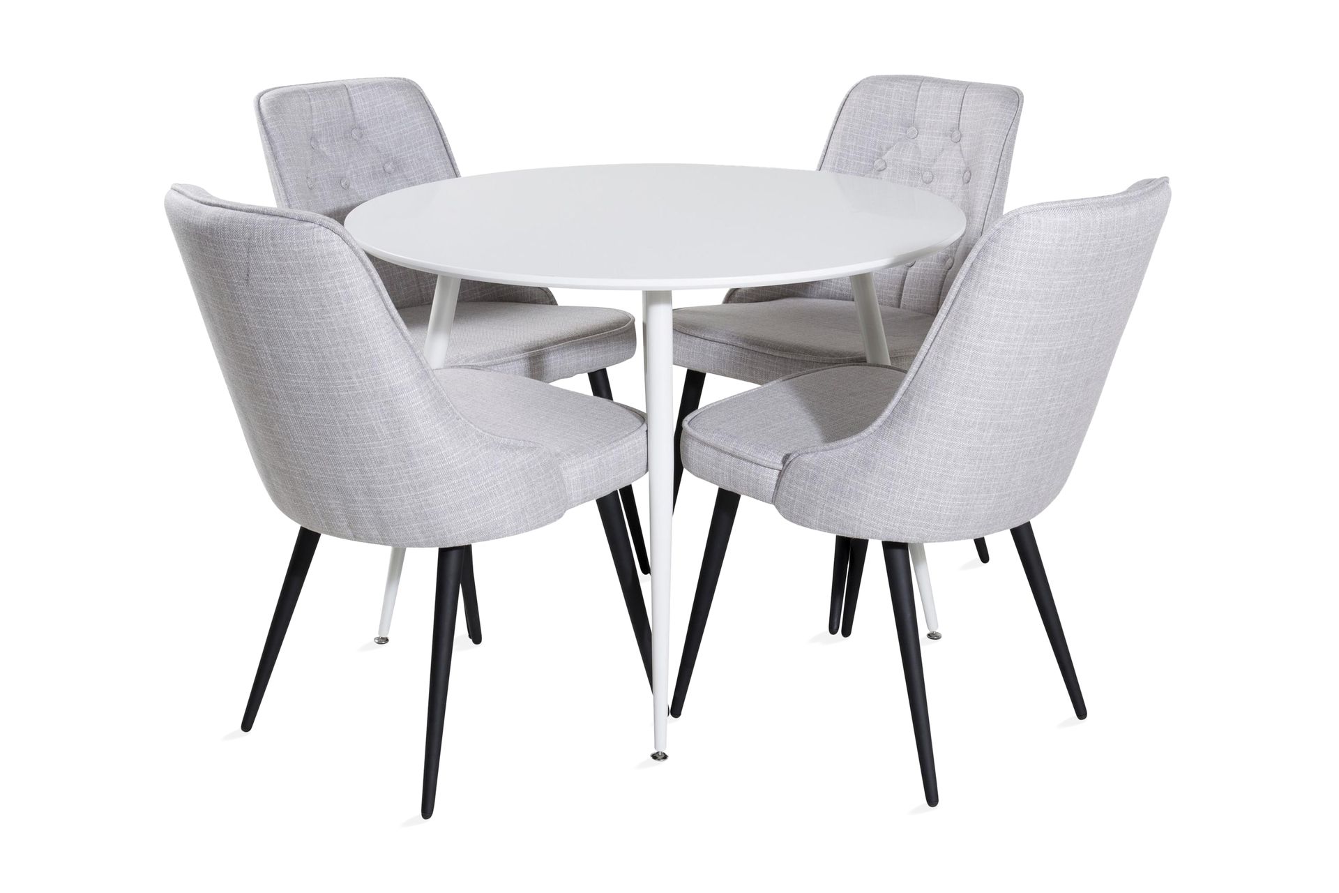 Ridones Spisegruppe 100 cm Rund inkl. 4 Valera Stoler - Hvit/Grå - Møbler - Bord - Spisegrupper