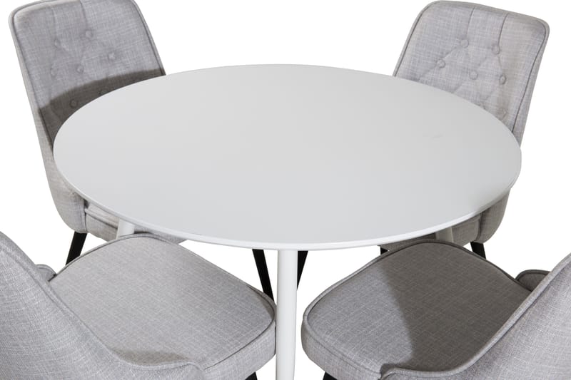 Ridones Spisegruppe 100 cm Rund inkl. 4 Valera Stoler - Hvit/Grå - Møbler - Bord - Spisegrupper