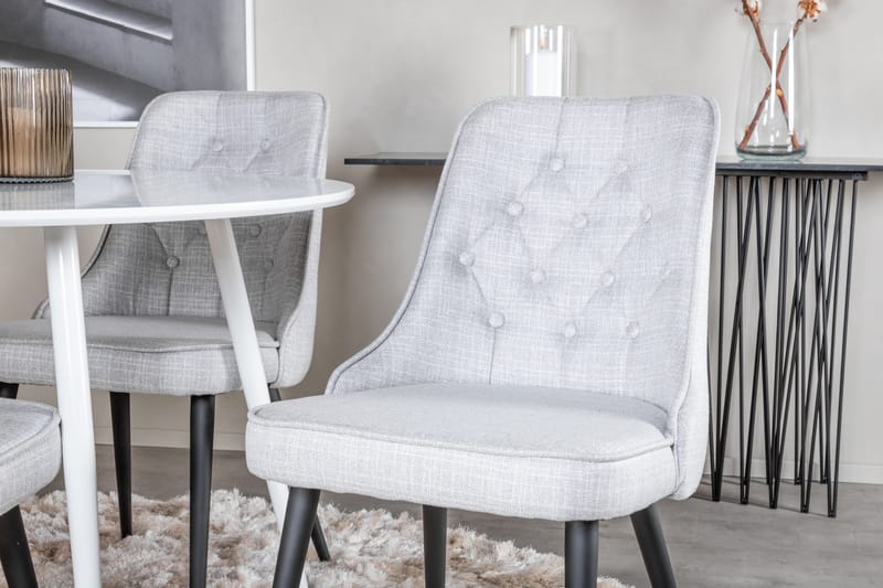 Ridones Spisegruppe 100 cm Rund inkl. 4 Valera Stoler - Hvit/Grå - Møbler - Bord - Spisegrupper