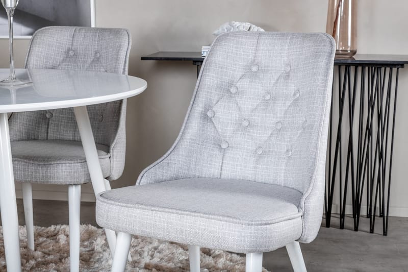 Ridones Spisegruppe 100 cm Rund inkl. 4 Valera Stoler - Hvit/Grå - Møbler - Bord - Spisegrupper