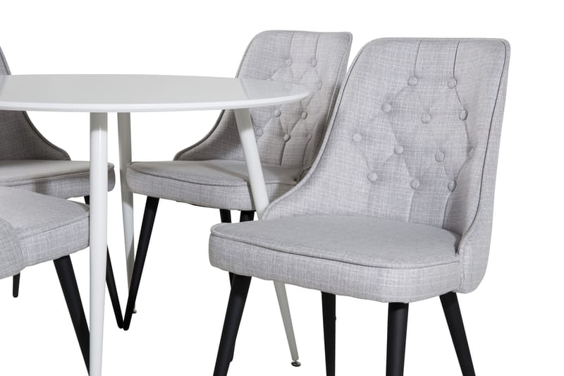 Ridones Spisegruppe 100 cm Rund inkl. 4 Valera Stoler - Hvit/Grå - Møbler - Bord - Spisegrupper