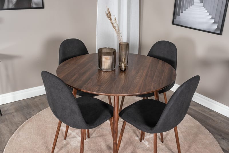 Ridones Spisegruppe 100 cm Rund inkl. 4 Ypas Stoler - Brun/Svart - Møbler - Bord - Spisegrupper