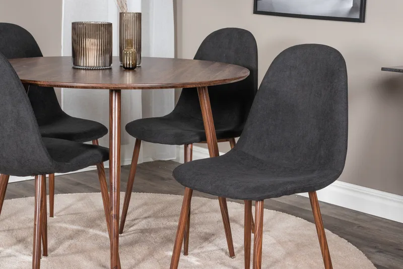 Ridones Spisegruppe 100 cm Rund inkl. 4 Ypas Stoler - Brun/Svart - Møbler - Bord - Spisegrupper