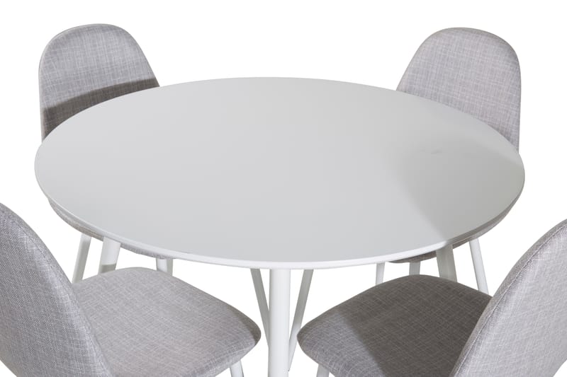 Ridones Spisegruppe 100 cm Rund inkl. 4 Ypas Stoler - Hvit/Grå - Møbler - Bord - Spisegrupper