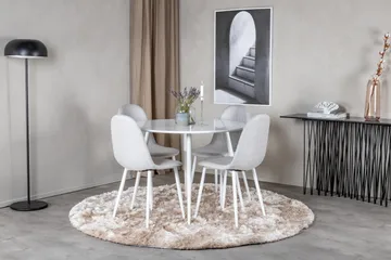 Ridones Spisegruppe 100 cm Rund inkl. 4 Ypas Stoler - Hvit/Grå - Møbler - Bord - Spisegrupper