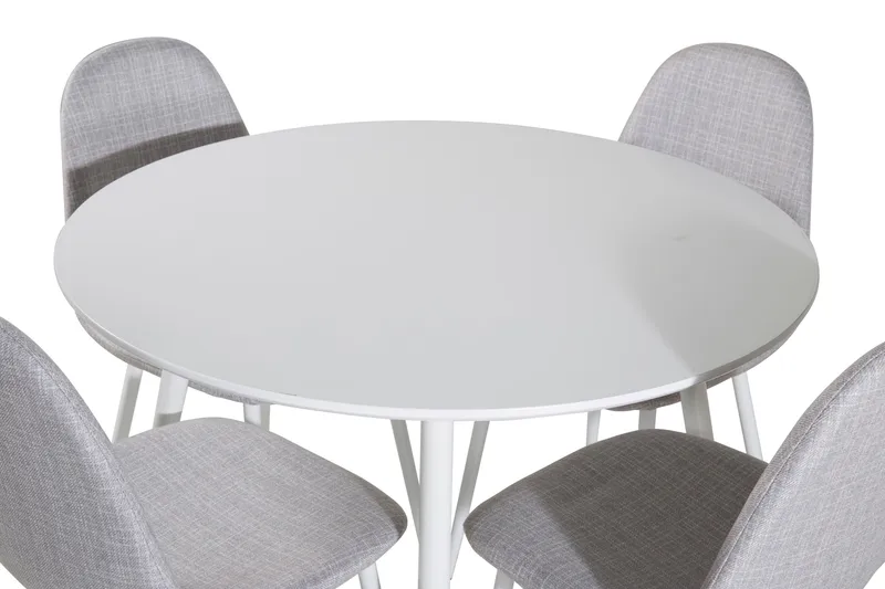 Ridones Spisegruppe 100 cm Rund inkl. 4 Ypas Stoler - Hvit/Grå - Møbler - Bord - Spisegrupper