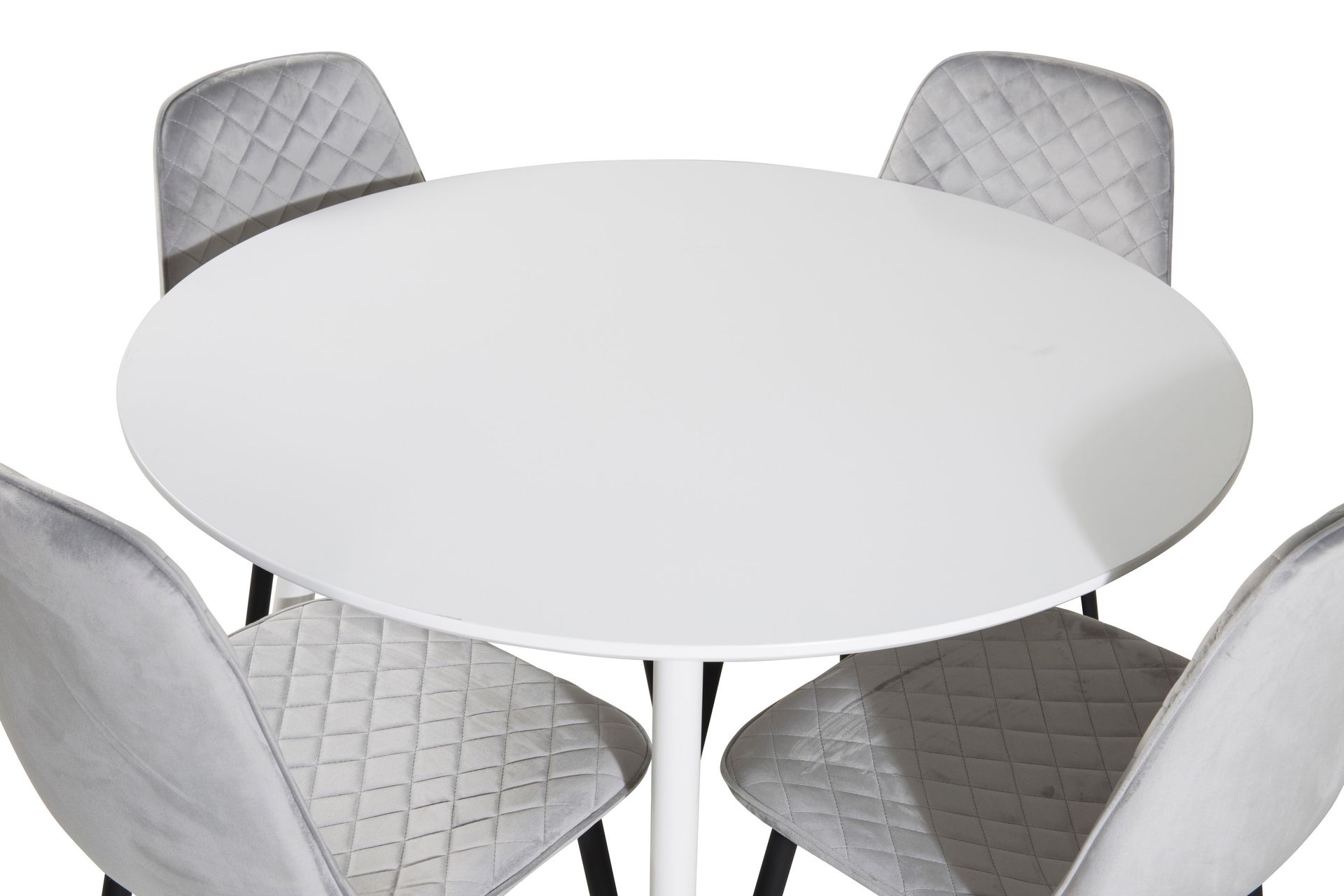 Ridones Spisegruppe 100 cm Rund inkl. 4 Ypas Stoler - Hvit/Grå/Svart - Møbler - Bord - Spisegrupper