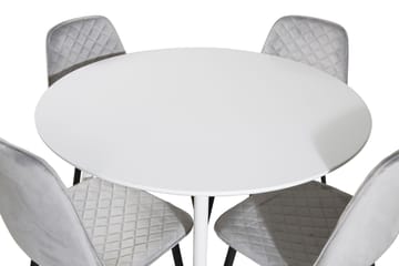 Ridones Spisegruppe 100 cm Rund inkl. 4 Ypas Stoler - Hvit/Grå/Svart - Møbler - Bord - Spisegrupper
