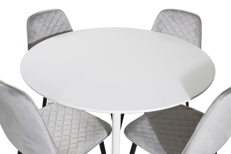 Ridones Spisegruppe 100 cm Rund inkl. 4 Ypas Stoler - Hvit/Grå/Svart - Møbler - Bord - Spisegrupper
