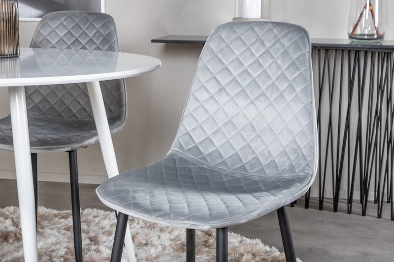 Ridones Spisegruppe 100 cm Rund inkl. 4 Ypas Stoler - Hvit/Grå/Svart - Møbler - Bord - Spisegrupper