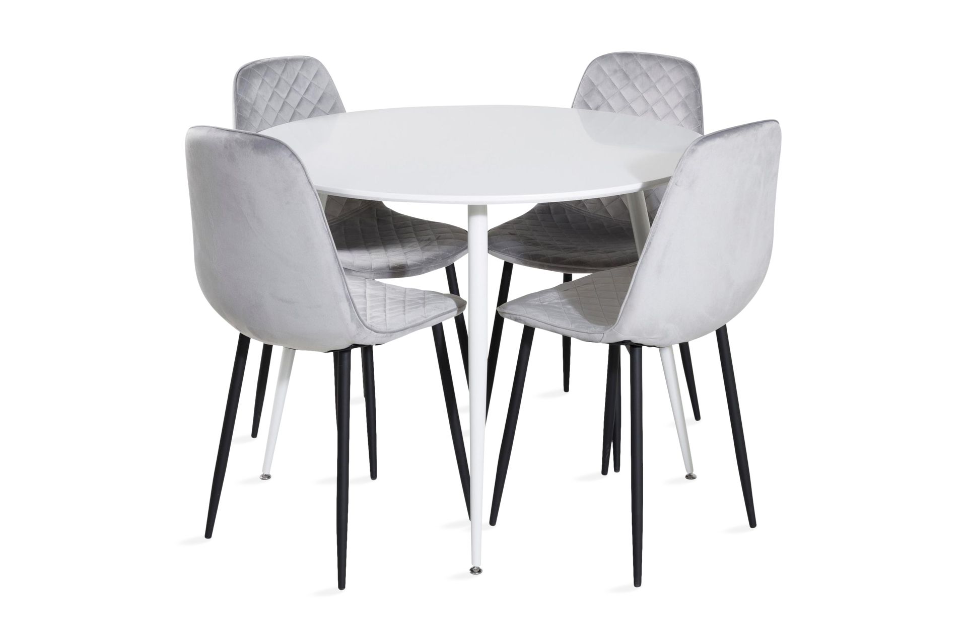 Ridones Spisegruppe 100 cm Rund inkl. 4 Ypas Stoler - Hvit/Grå/Svart - Møbler - Bord - Spisegrupper