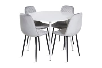 Ridones Spisegruppe 100 cm Rund inkl. 4 Ypas Stoler - Hvit/Grå/Svart - Møbler - Bord - Spisegrupper