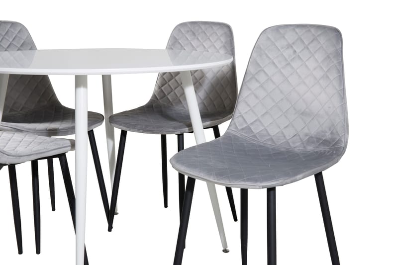 Ridones Spisegruppe 100 cm Rund inkl. 4 Ypas Stoler - Hvit/Grå/Svart - Møbler - Bord - Spisegrupper