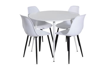 Ridones Spisegruppe 100 cm Rund inkl. 4 Ypas Stoler - Hvit/Svart - Møbler - Bord - Spisegrupper
