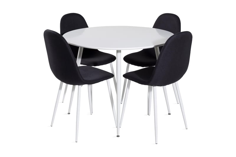 Ridones Spisegruppe 100 cm Rund inkl. 4 Ypas Stoler - Hvit/Svart - Møbler - Bord - Spisegrupper