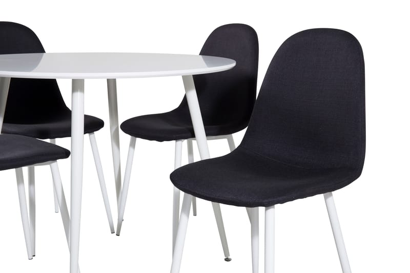 Ridones Spisegruppe 100 cm Rund inkl. 4 Ypas Stoler - Hvit/Svart - Møbler - Bord - Spisegrupper