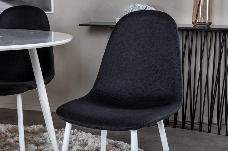 Ridones Spisegruppe 100 cm Rund inkl. 4 Ypas Stoler - Hvit/Svart - Møbler - Bord - Spisegrupper