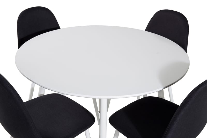 Ridones Spisegruppe 100 cm Rund inkl. 4 Ypas Stoler - Hvit/Svart - Møbler - Bord - Spisegrupper