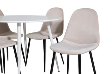 Ridones Spisegruppe 100 cm Rund inkl. 4 Pontus Stoler - Hvit/Svart/Beige - Møbler - Bord - Spisegrupper