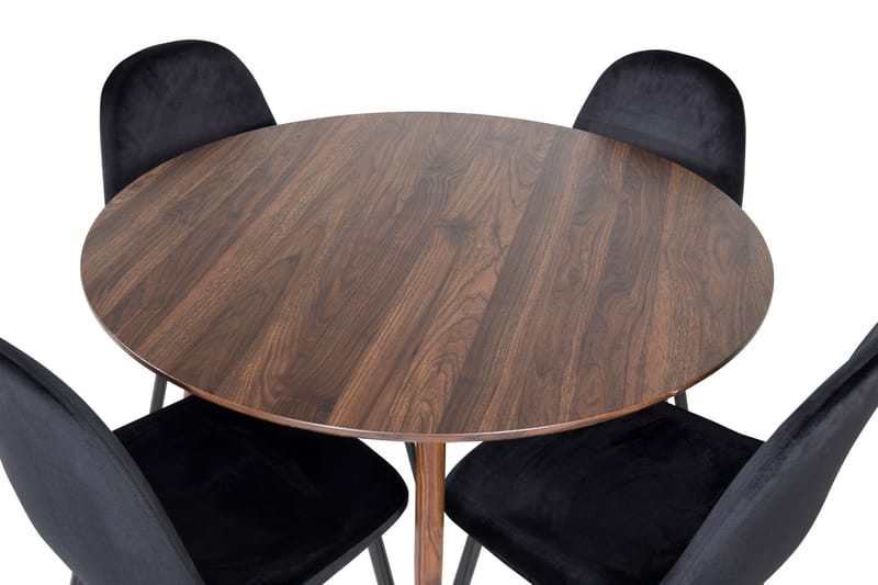 Ridones Spisegruppe 100 cm Rund inkl. 4 Pontus Stoler - Brun/Svart - Møbler - Bord - Spisegrupper