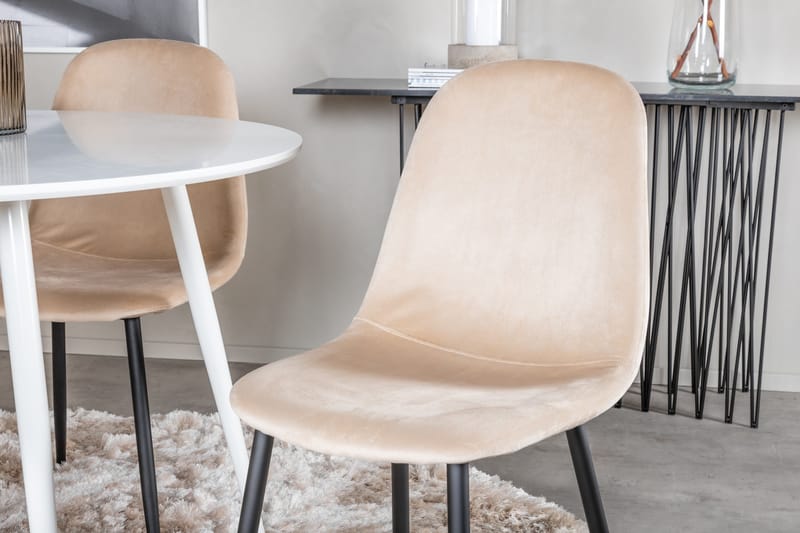 Ridones Spisegruppe 100 cm Rund inkl. 4 Pontus Stoler - Hvit/Svart/Beige - Møbler - Bord - Spisegrupper