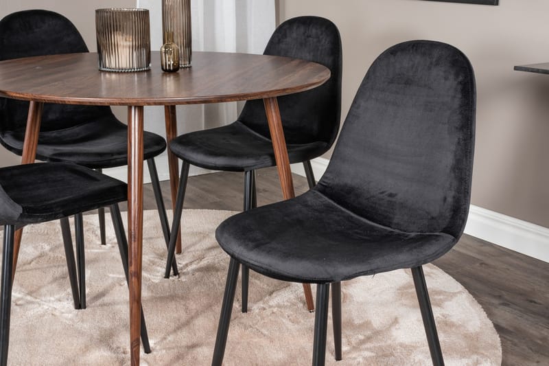 Ridones Spisegruppe 100 cm Rund inkl. 4 Pontus Stoler - Brun/Svart - Møbler - Bord - Spisegrupper