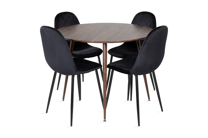 Ridones Spisegruppe 100 cm Rund inkl. 4 Pontus Stoler - Brun/Svart - Møbler - Bord - Spisegrupper