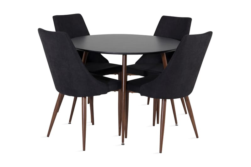 Ridones Spisegruppe Rundt inkl. 4 Campomar Stoler, Svart/Brun