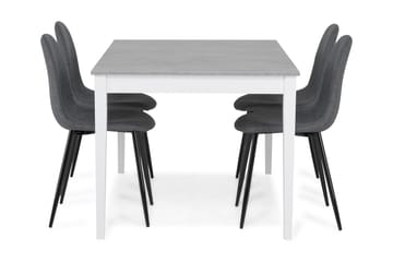 Romeo Spisegruppe 140 cm Betong med 4 Nibe Stoler - Hvit/Grå/Svart - Møbler - Bord - Spisegrupper