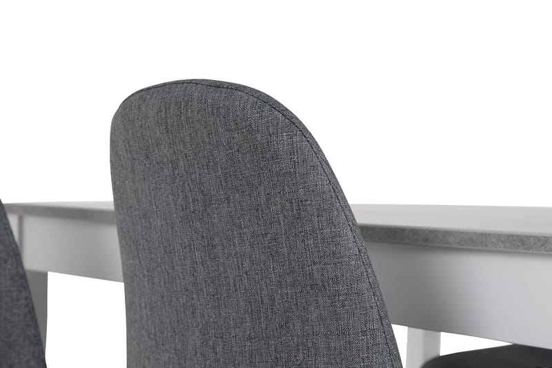 Romeo Spisegruppe 140 cm Betong med 4 Nibe Stoler - Hvit/Grå/Svart - Møbler - Bord - Spisegrupper