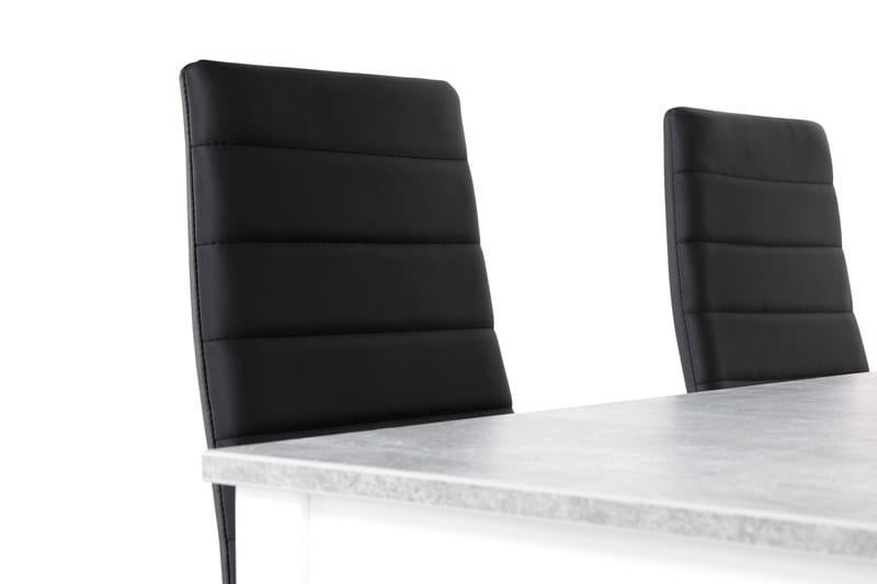 Romeo Spisegruppe 140 cm Betong med 4 Ted Stoler - Hvit/Sort PU - Møbler - Bord - Spisegrupper