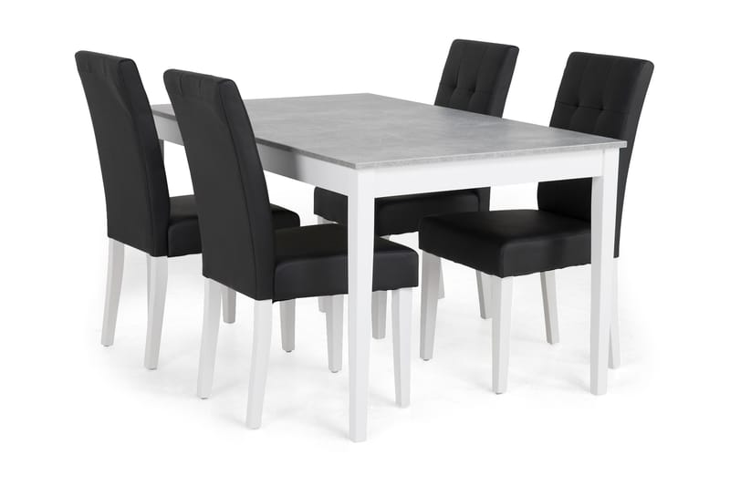 Romeo Spisegruppe 140 cm med 4 Viktor Stoler - Betong/Hvit/Svart - Møbler - Bord - Spisegrupper